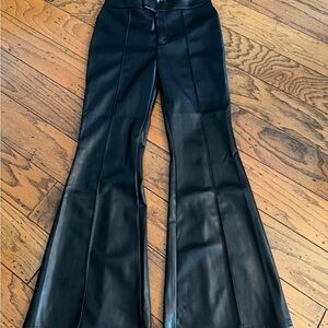 7 For All Mankind Shiny Black Leather Pants